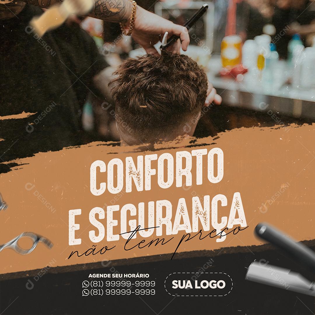 Social Media Barbearia Conforto e Segurança PSD Editável
