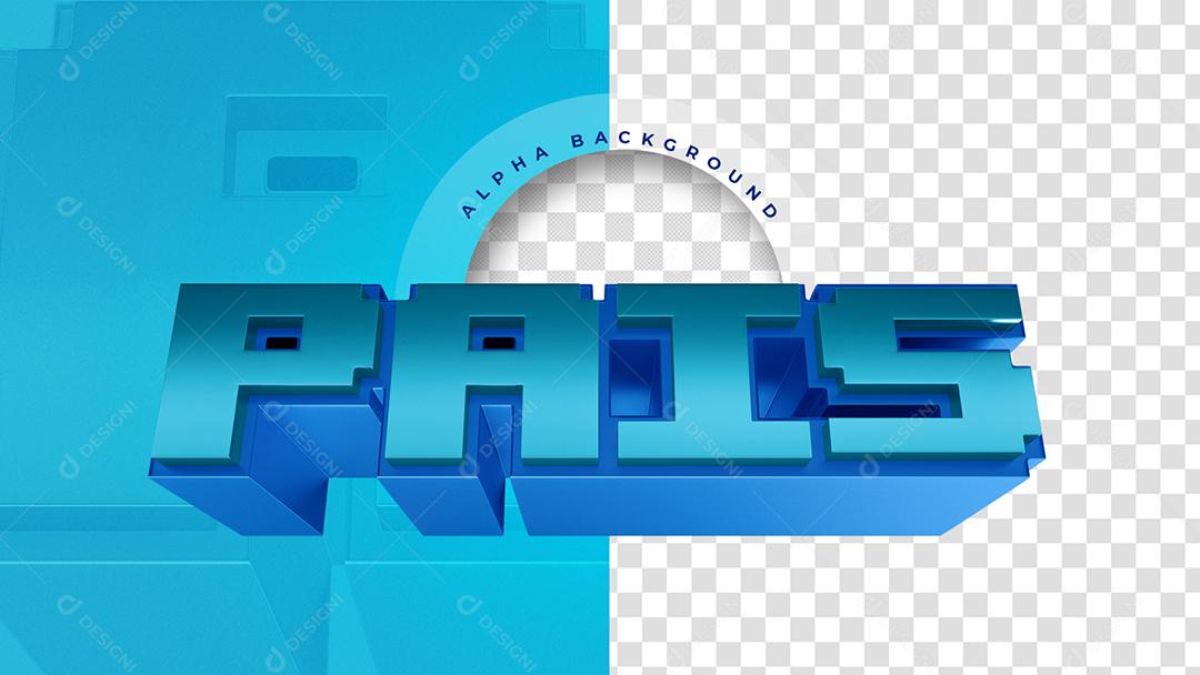 Texto 3D Azul Pais Elemento Para Composição PSD