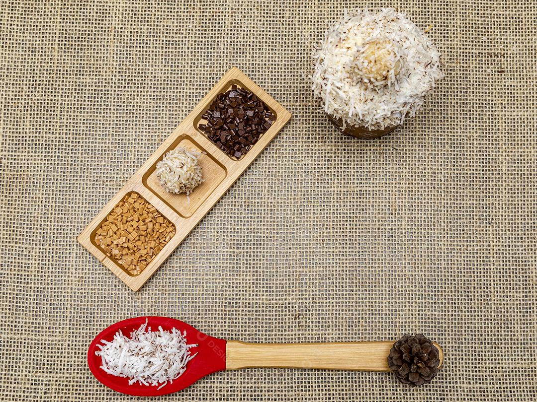 Coco frutas comida mesa colher