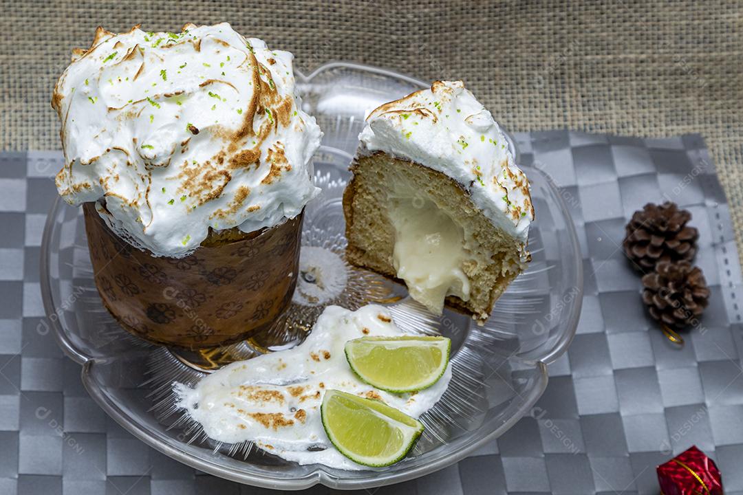 Comida torta de limão mesa prato de vidro