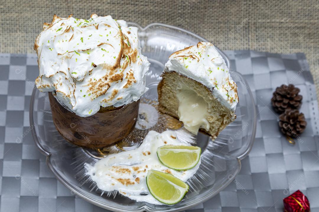 Comida torta de limão mesa prato de vidro