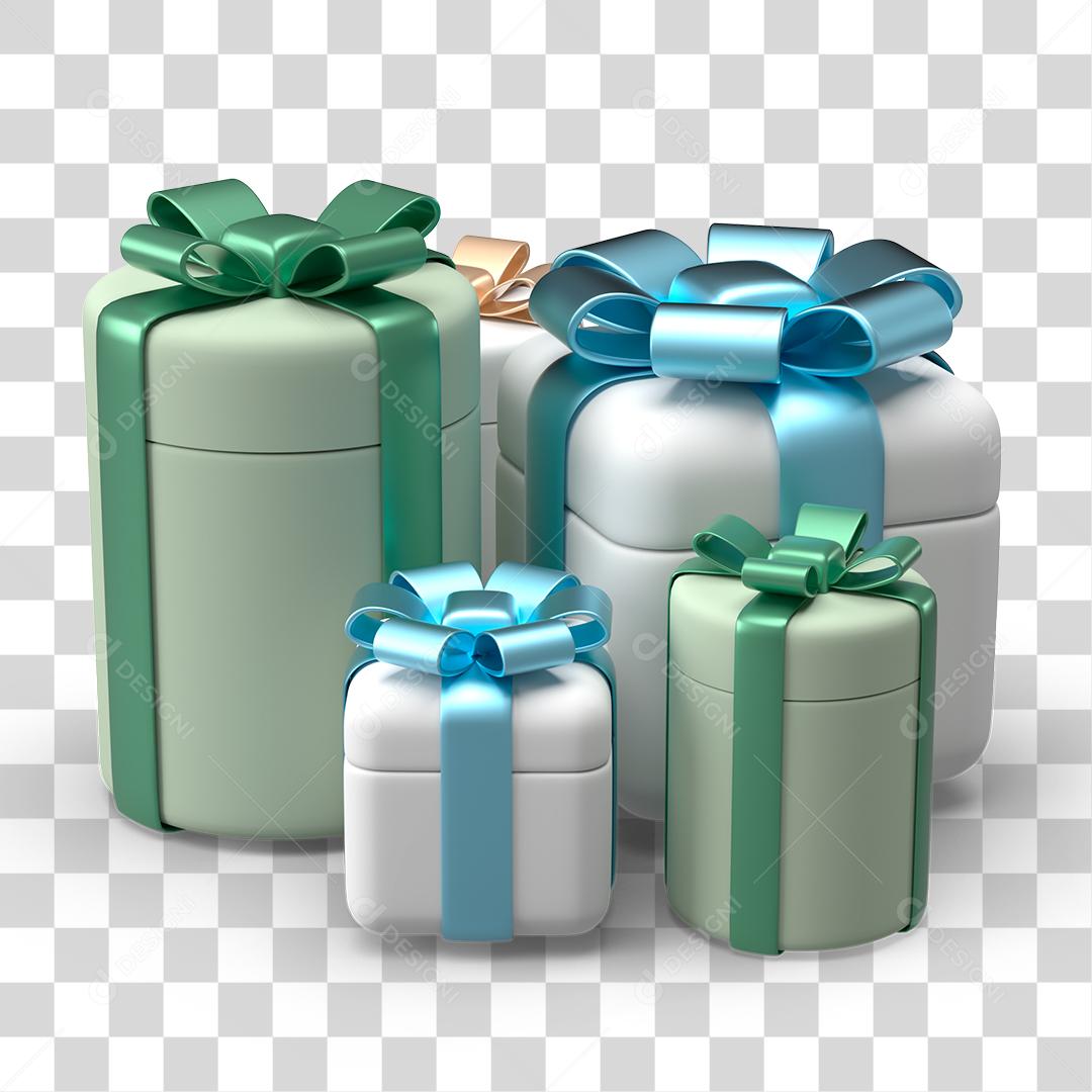 Caixas de Presentes Elementos 3D Para Composição PNG Transparente
