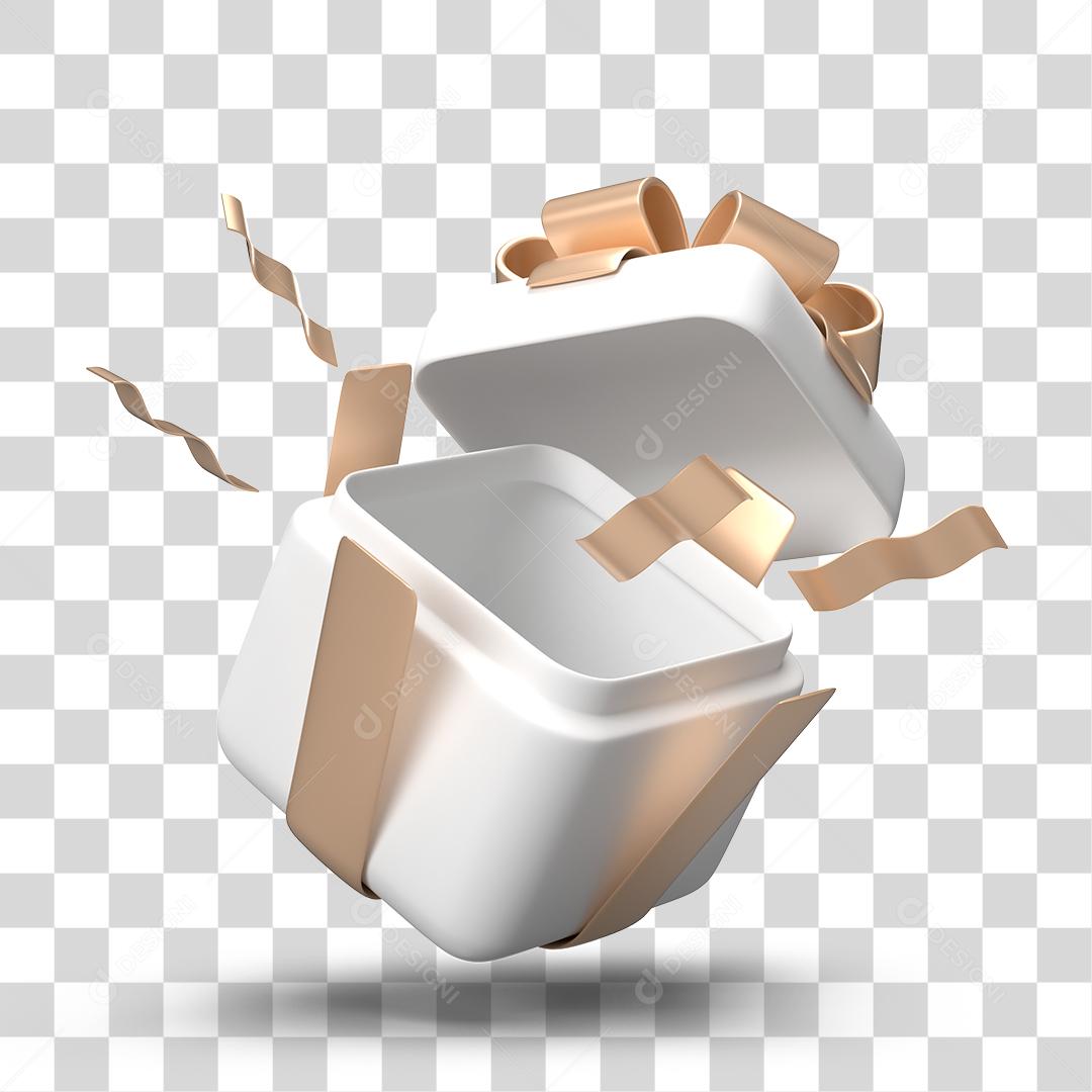 Caixa de Presente Branca Aberta PNG Transparente