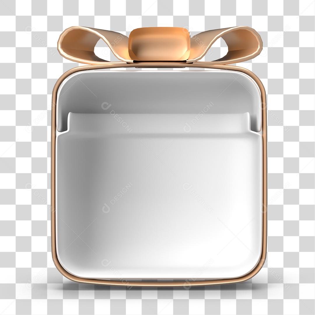 Caixa de Presente Branca Aberta Elemento 3D PNG Transparente