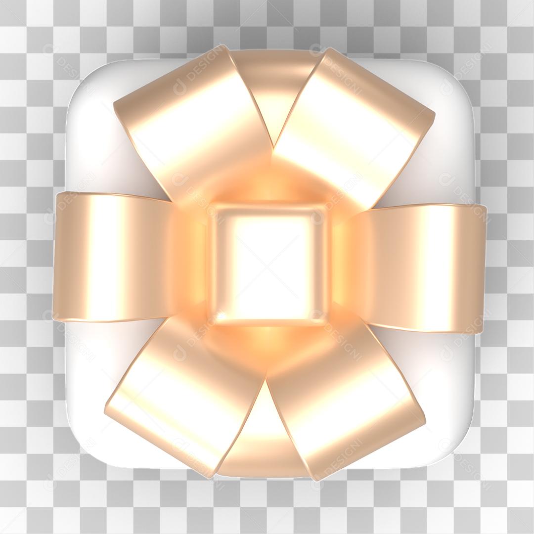 Caixa de Presente Branca Elemento 3D PNG Transparente