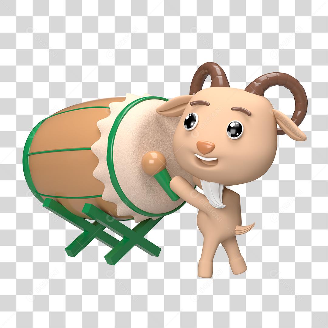 Desenho 3D Filhote de Ovelha Brincando PNG Transparente