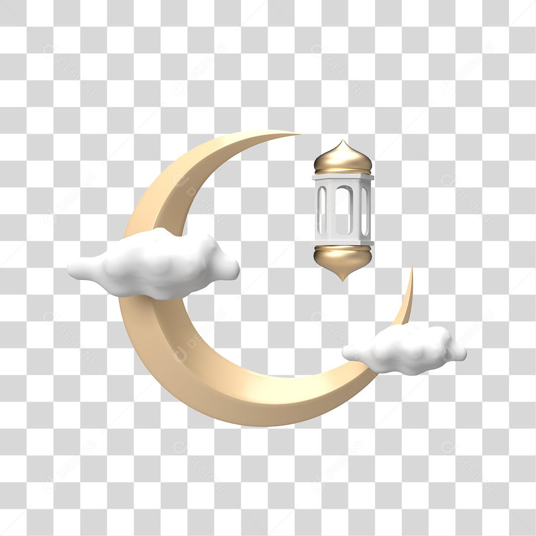 Elemento 3D Lua com detalhes delicados