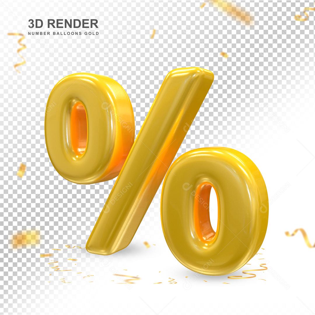 Porcentagem Dourado 3D Para Composição PSD