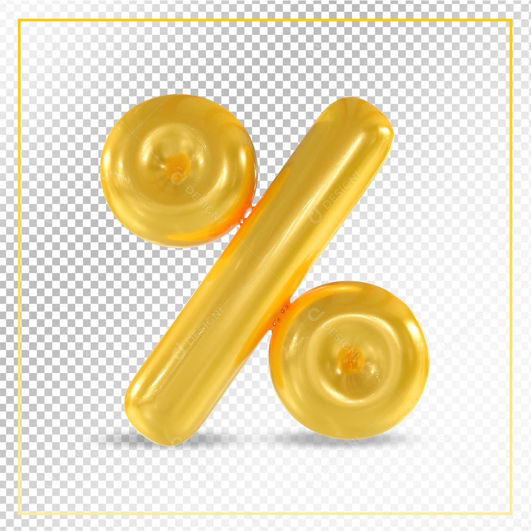 Porcentagem Dourado 3D Para Composição PSD