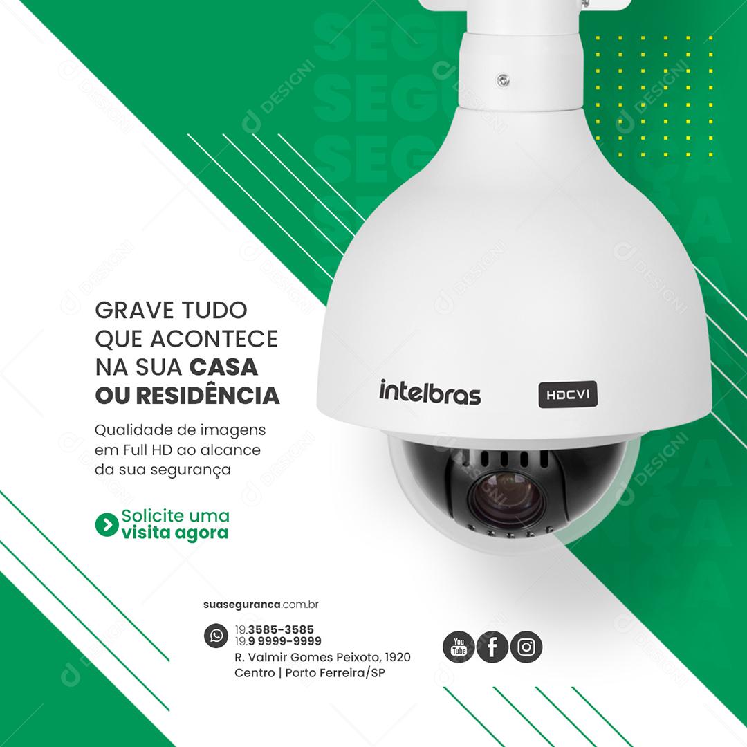 Social Media Grave Tudo que Acontece na Sua Casa ou Residência Segurança Eletrônica PSD Editável