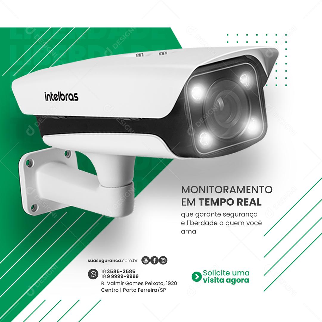 Social Media Monitoramento em Tempo Real Segurança Eletrônica PSD Editável