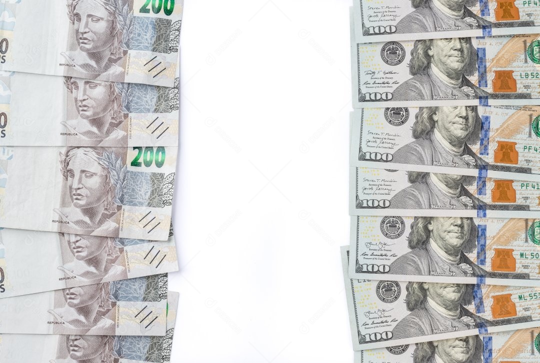 Notas de dinheiro dólares e reais