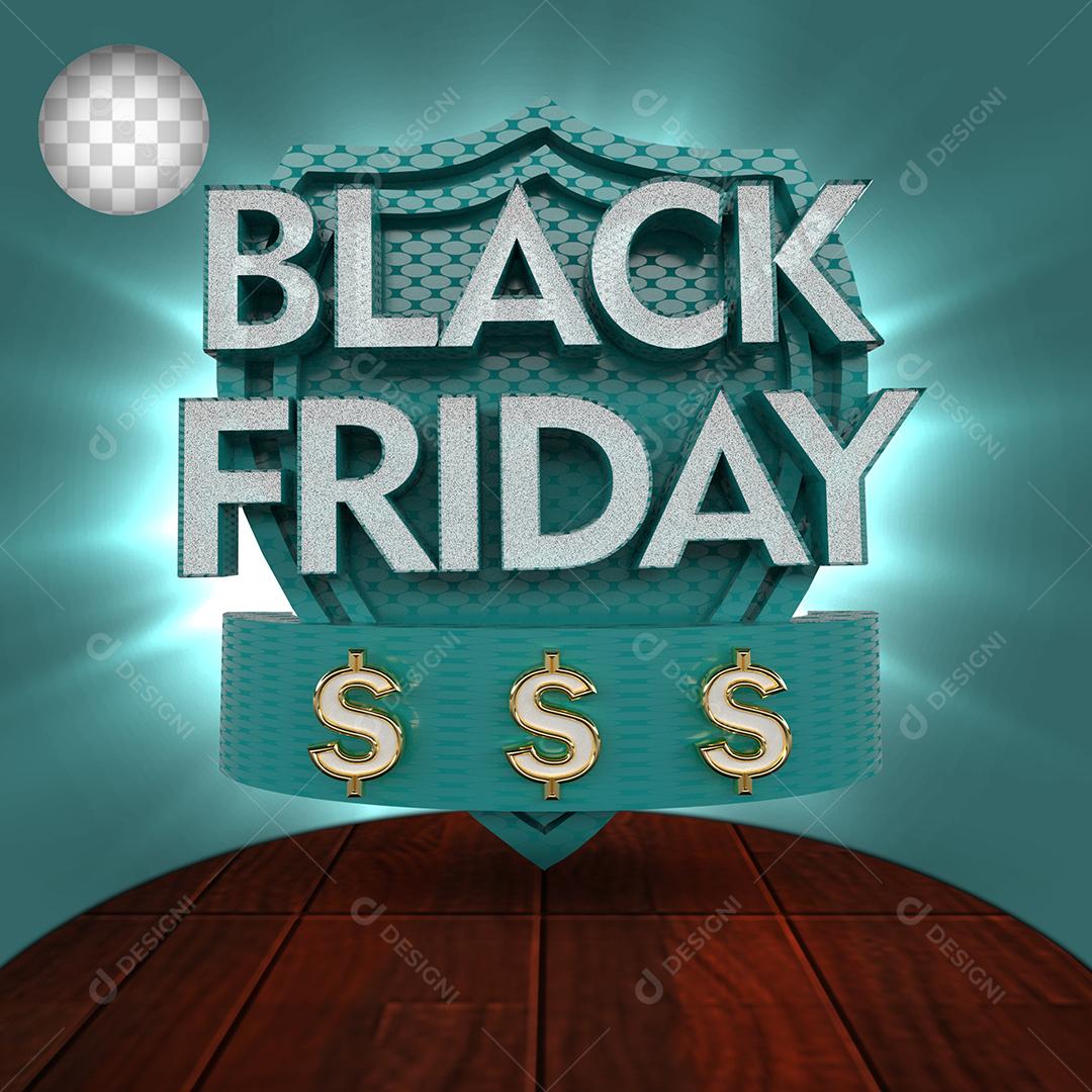 Black Friday Selo 3D Azul para Composição PSD