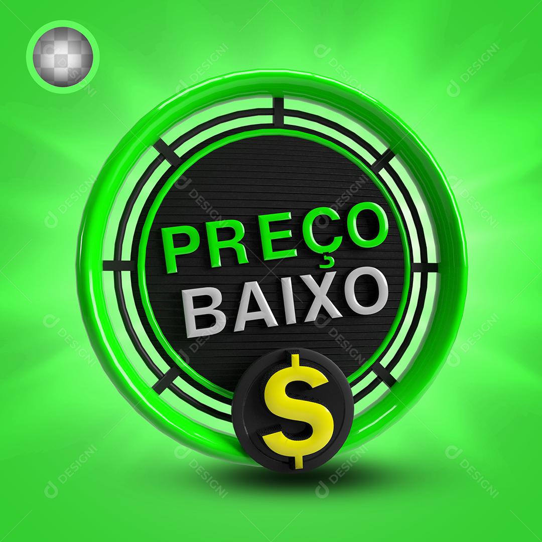 Preço Baixo Selo 3D Verde para Composição PSD