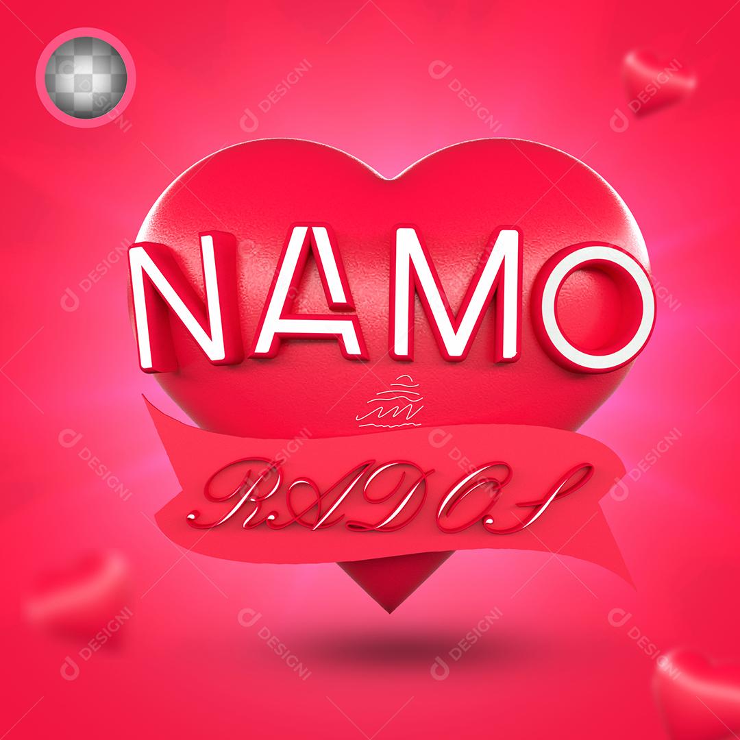 Namorados Selo 3D Rosa para Composição PSD