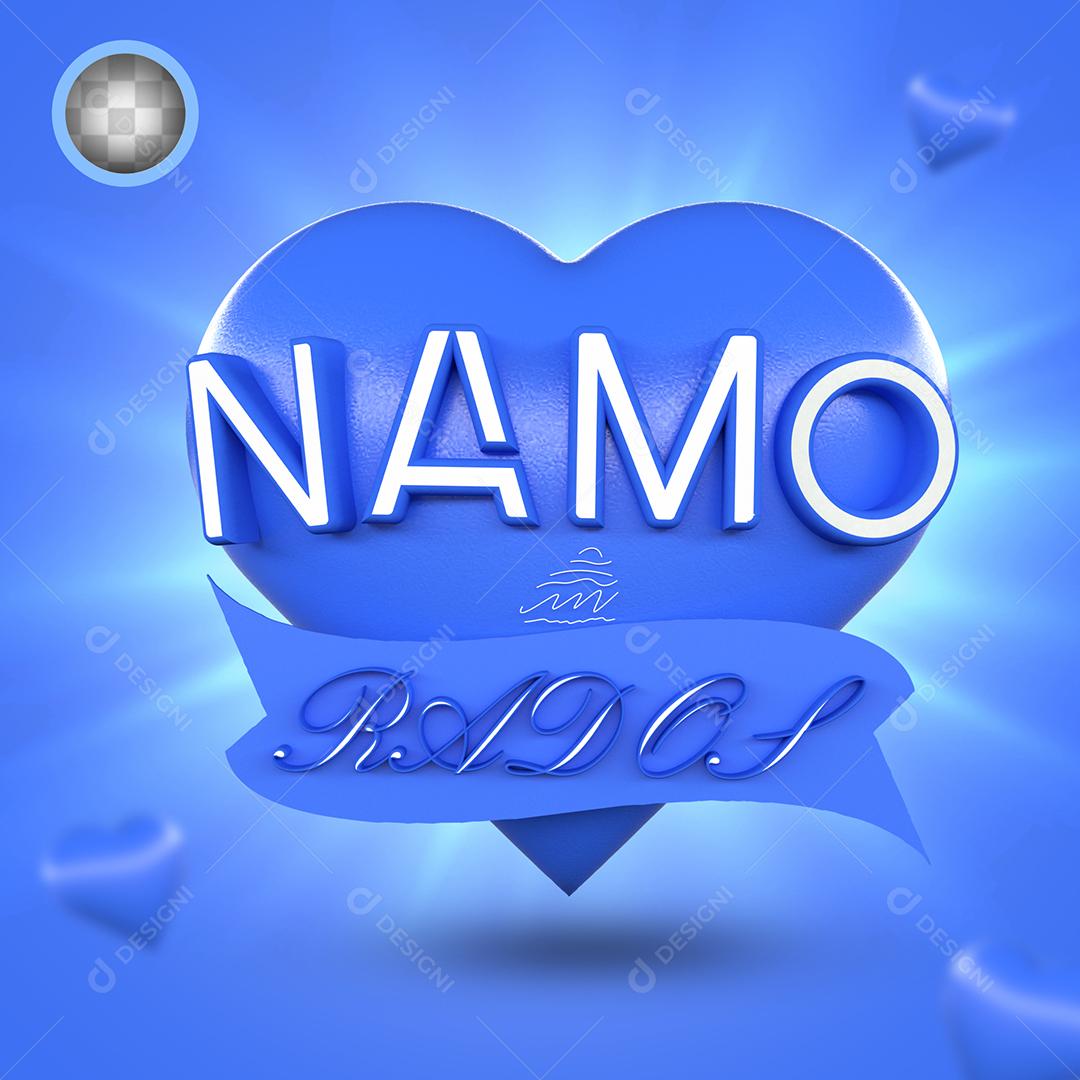 Namorados Selo 3D Azul para Composição PSD