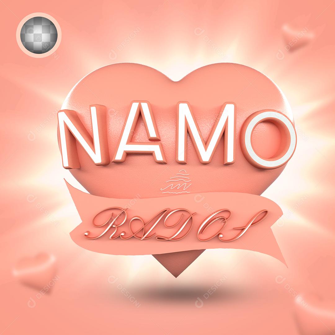 Namorados Selo 3D Rosa Claro para Composição PSD