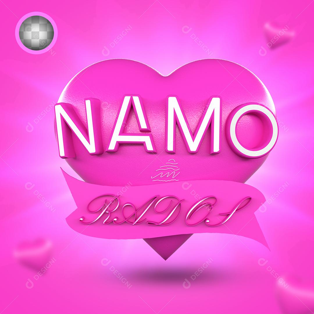 Namorados Selo 3D Rosa para Composição PSD