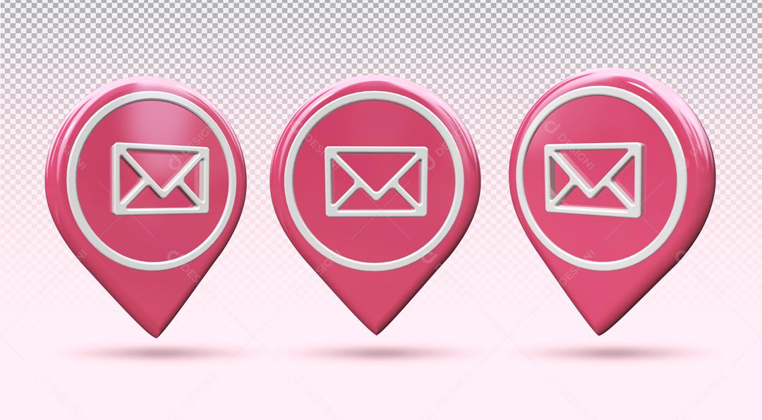 Ícone 3D de Localização de SMS Rosa para Composição PSD