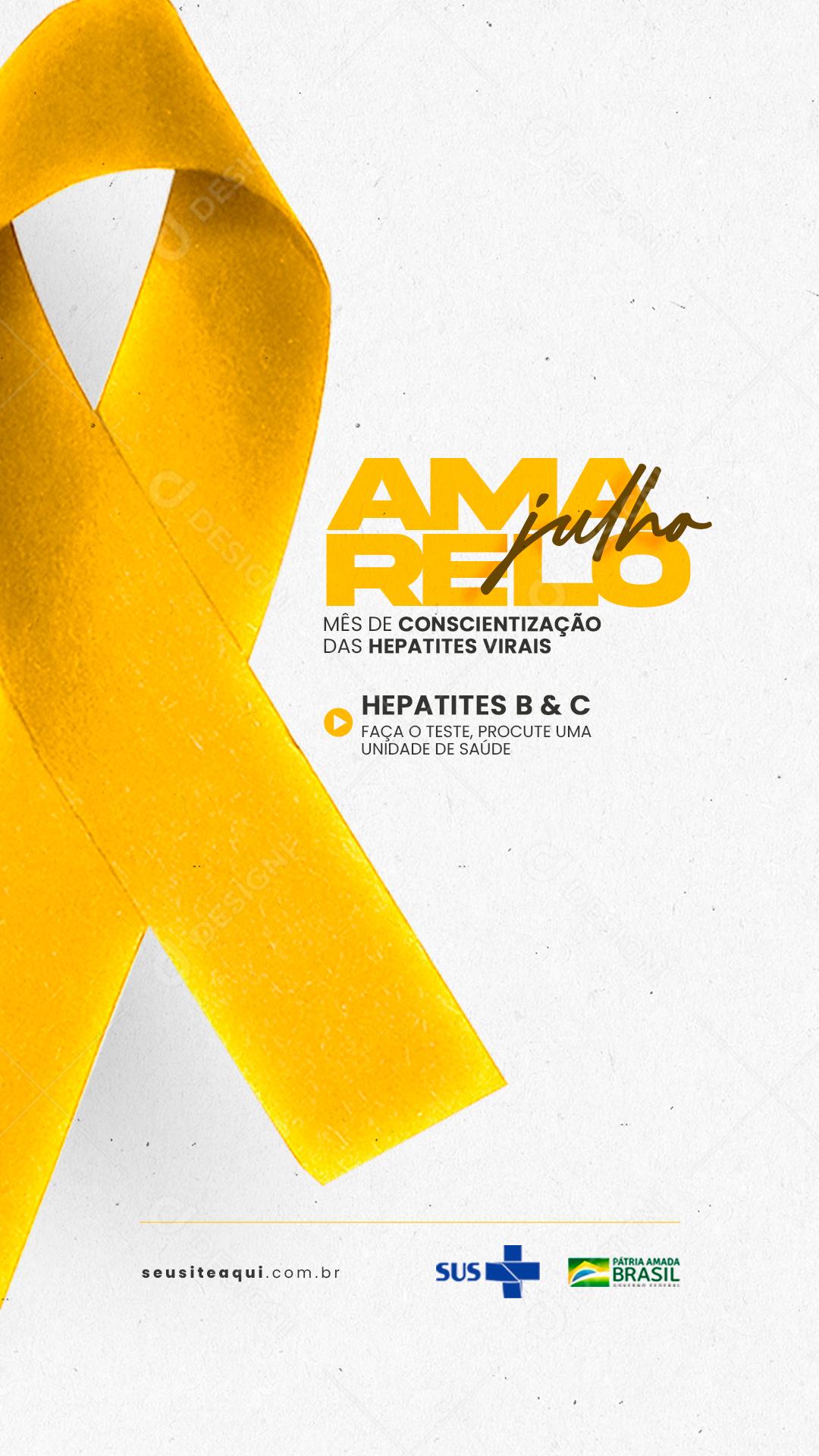 Story Mês de Conscientização das Hepatites Virais Julho Amarelo Social Media PSD Editável