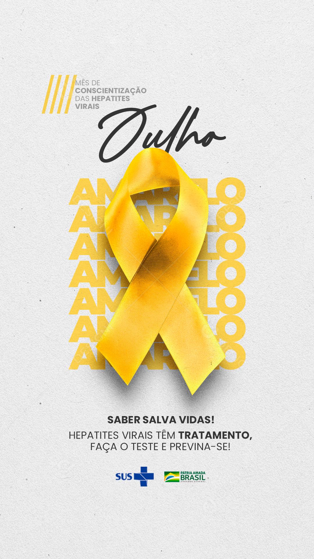 Story Saber Salvar Vidas Julho Amarelo Social Media PSD Editável