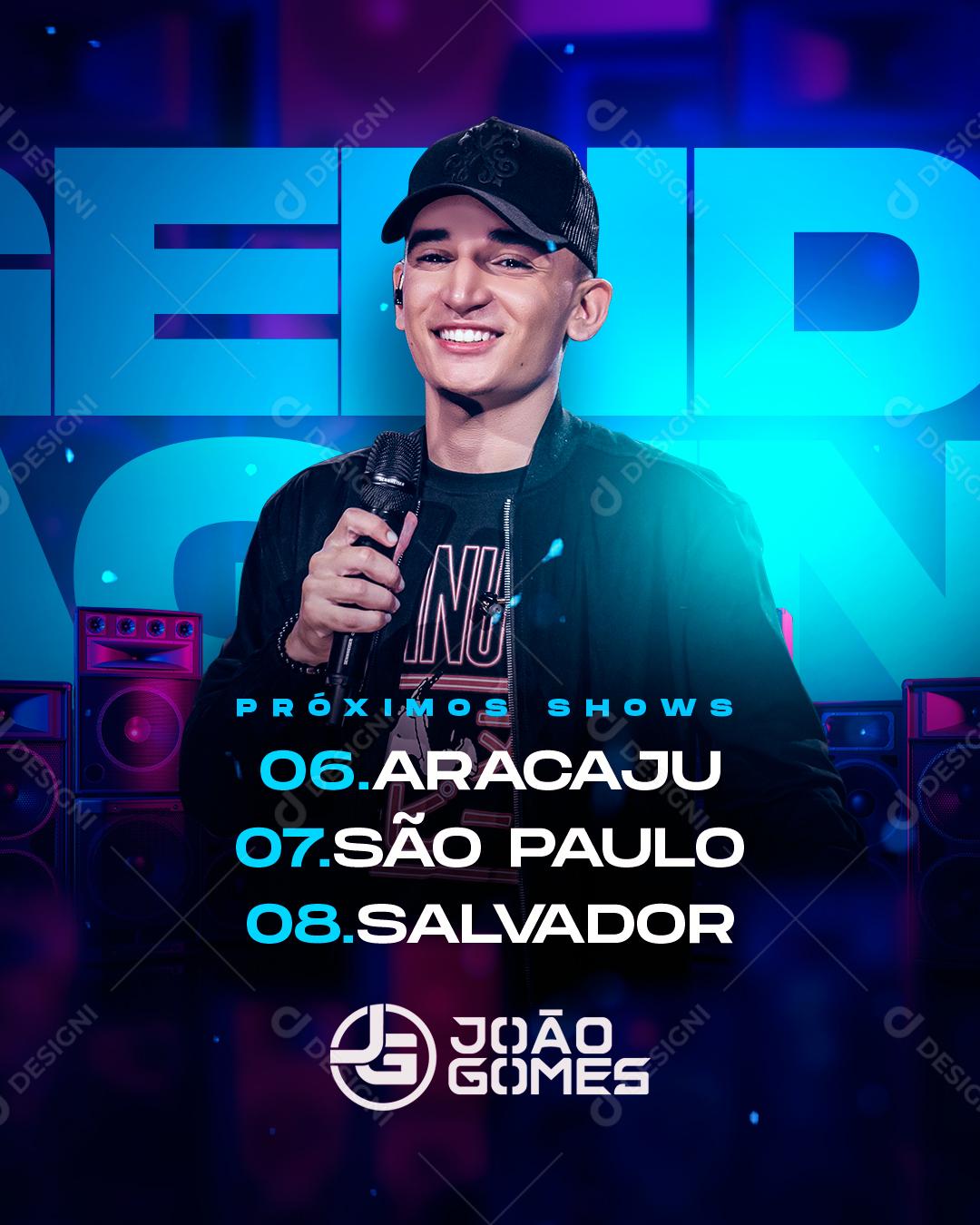 Social Media Próximo Shows João Gomes Flyer PSD Editável