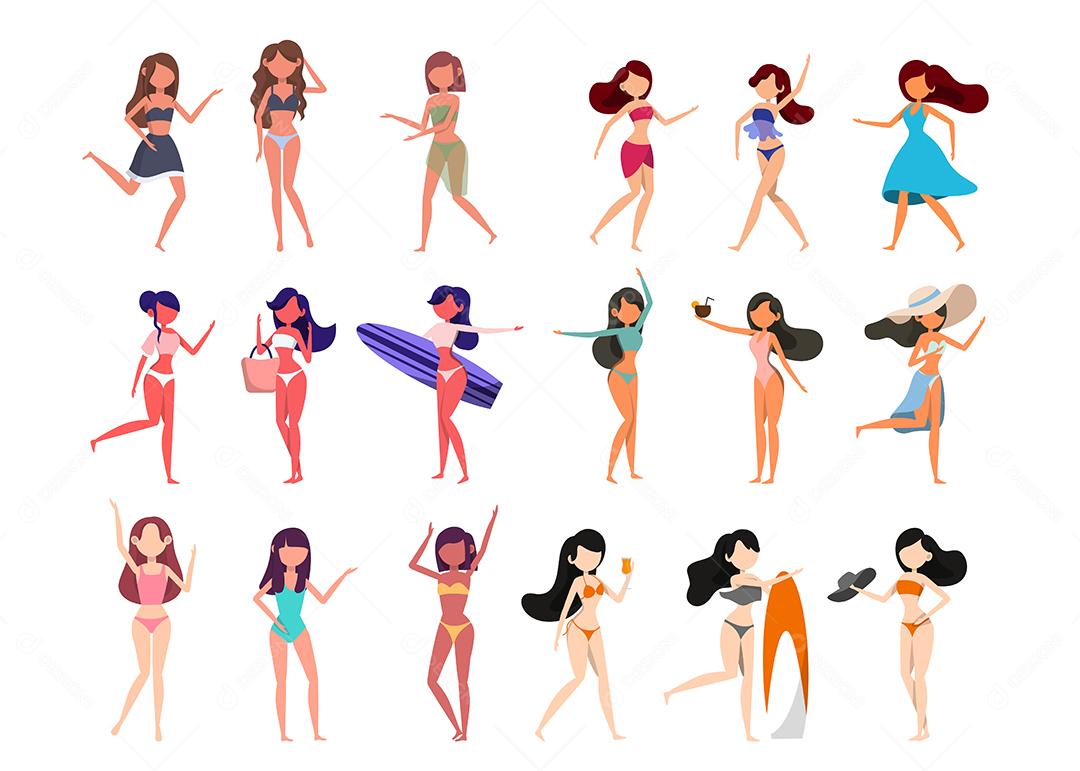 Pacote de personagens femininas Vetor EPS