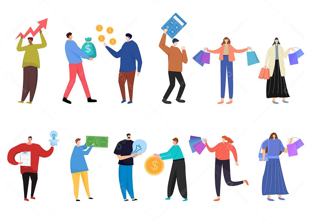 Conjuntos de personagens de única carreira Vetor EPS