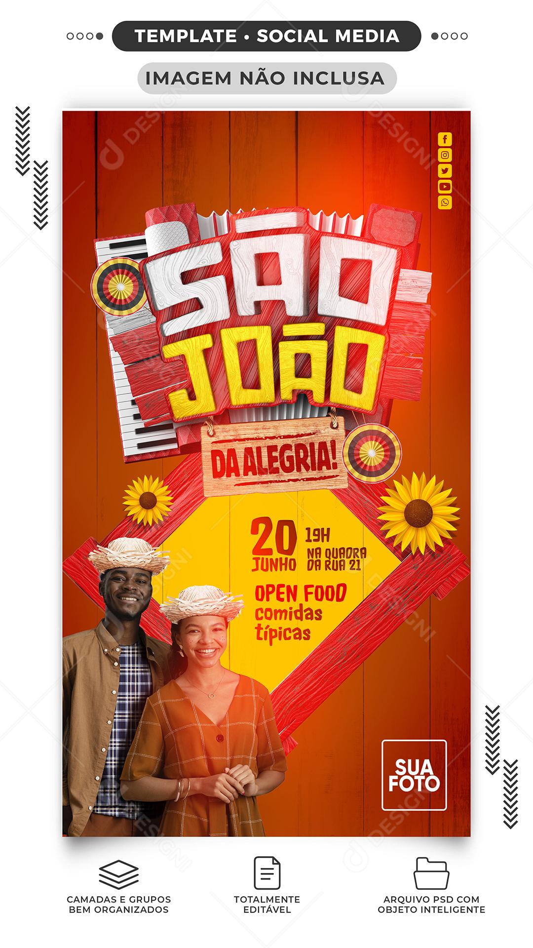 Story São João da Alegria Open Food Comidas Típicas PSD Social Media Editável