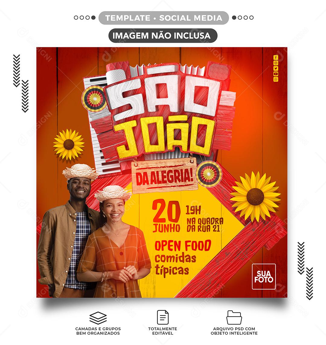Social Media São João da Alegria Open Food Comidas Típicas PSD Editável