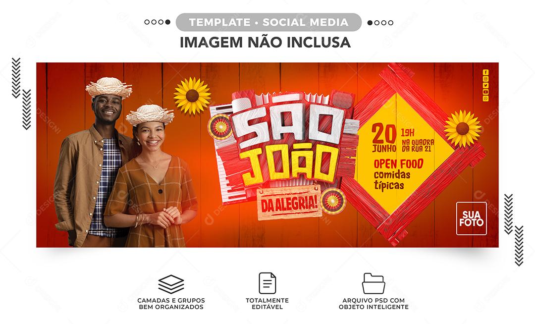 Social Media Banner Da Alegria Open Food Comidas Típicas PSD Editável
