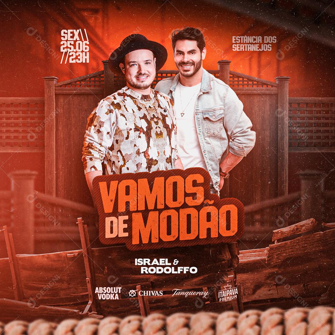 Social Media Vamos de Modão Israel e Rodolffo Flyer PSD Editável