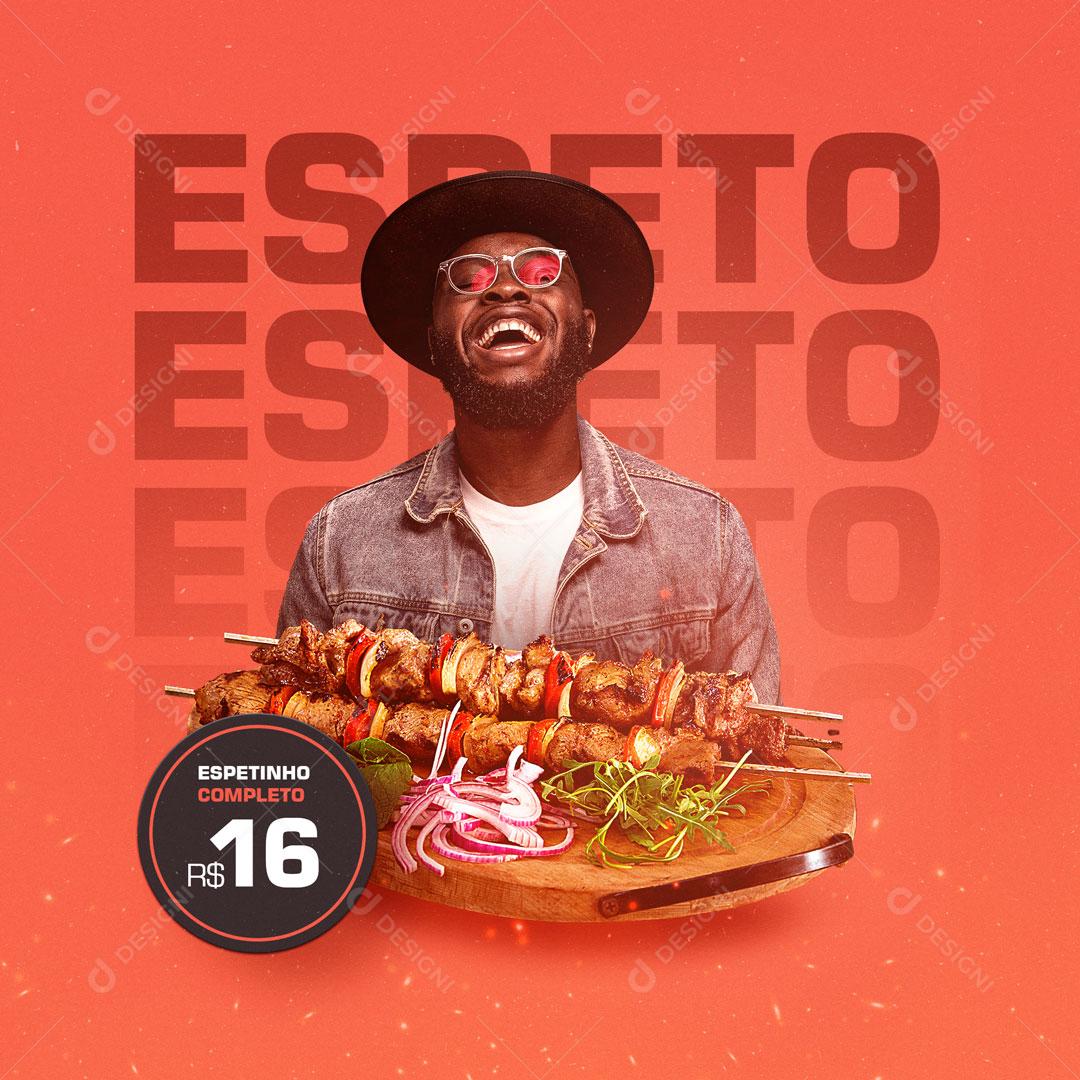 Post Churrascaria Restaurante Espetintinho Completo Social Media PSD Editável