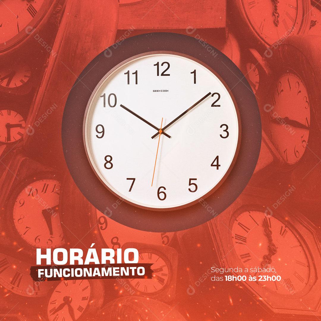 Horário de Funcionamento Churrascaria Restaurante Social Media PSD Editável