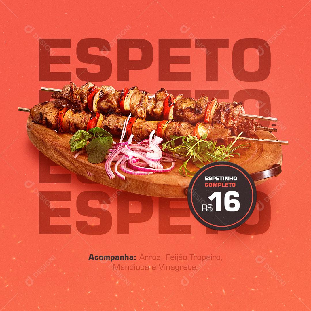 Post Churrascaria Restaurante Espeto Social Media PSD Editável