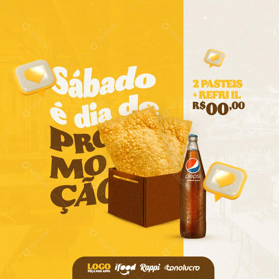 Post Pastelaria Lanchonete Pastel Sábado de Promoção Social Media PSD Editável