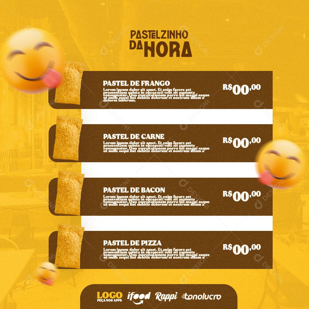 Post Cardápio Pastelaria Lanchonete Pastel da Hora Social Media PSD Editável