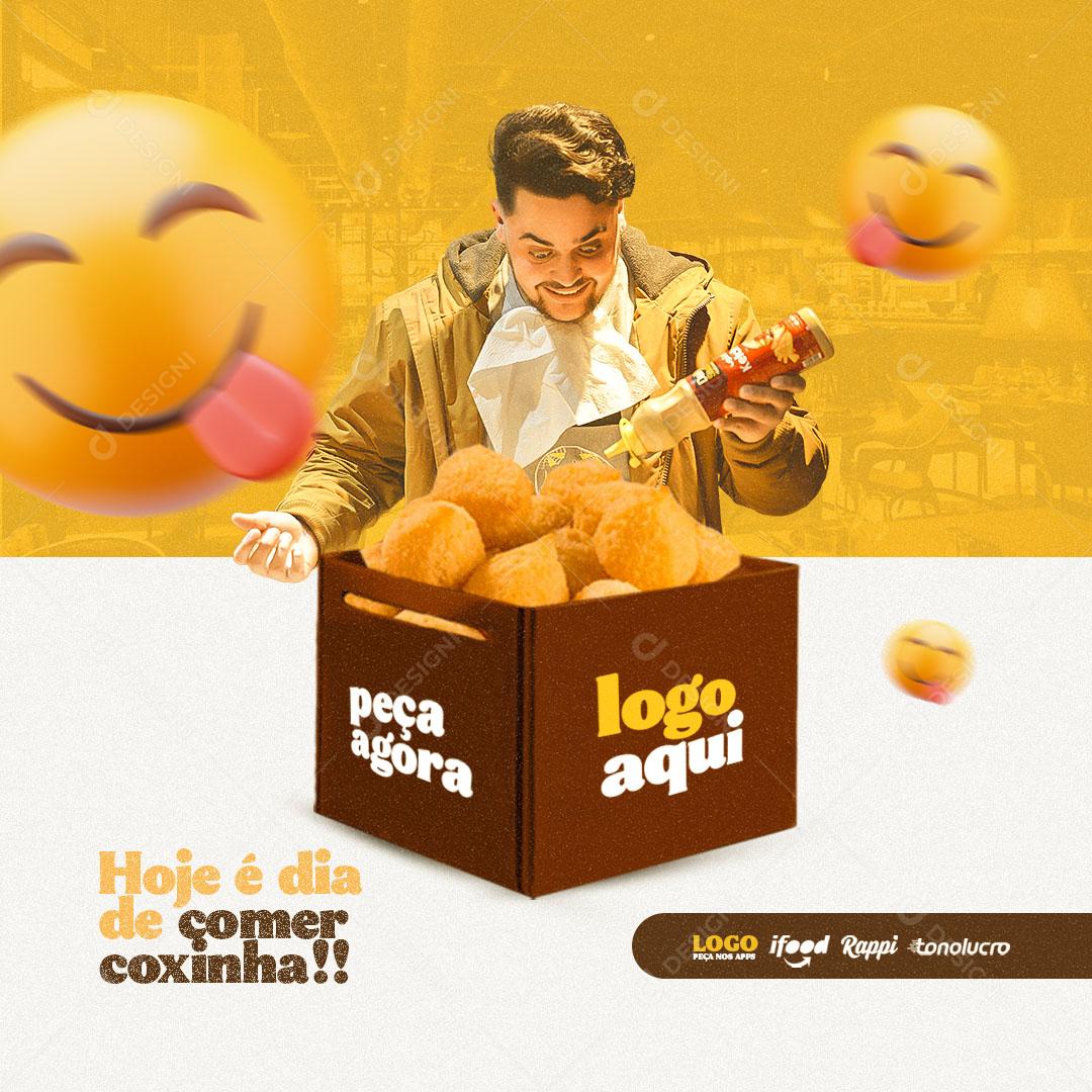 Post Pastelaria Lanchonete Hoje é Dia de Comer Coxinha Social Media PSD Editável