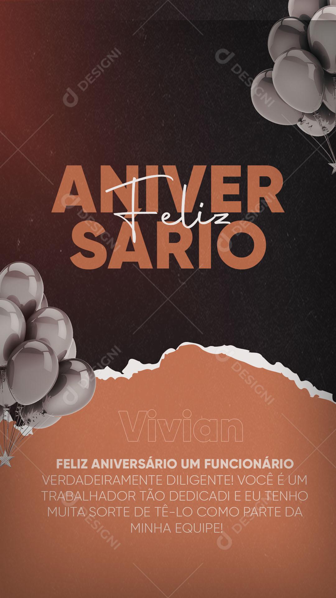 Story Feliz Aniversário Para Um Funcionário Parabéns Social Media PSD Editável