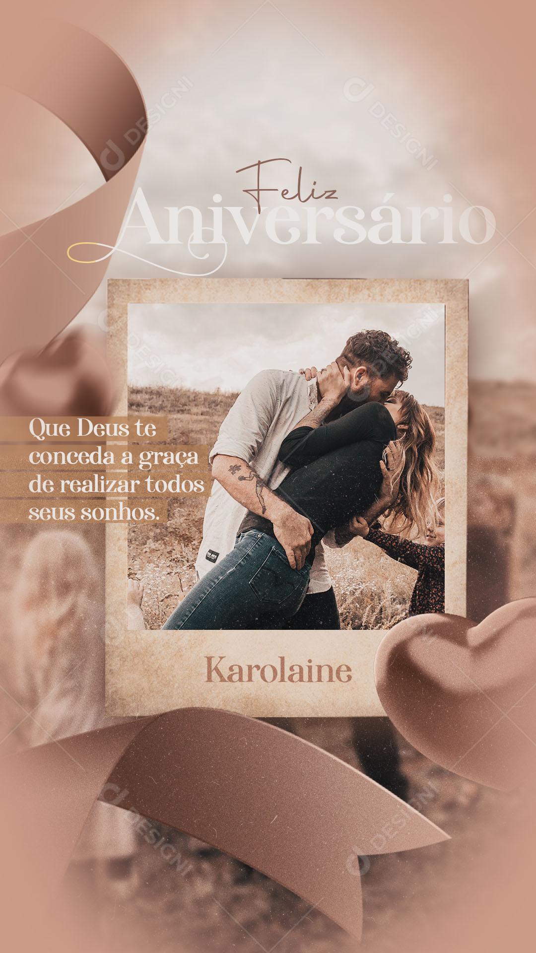 Story Feliz Aniversário Que Deus Te Conceda a Graça de Realizar Todos os Seus Sonhos Social Media PSD Editável