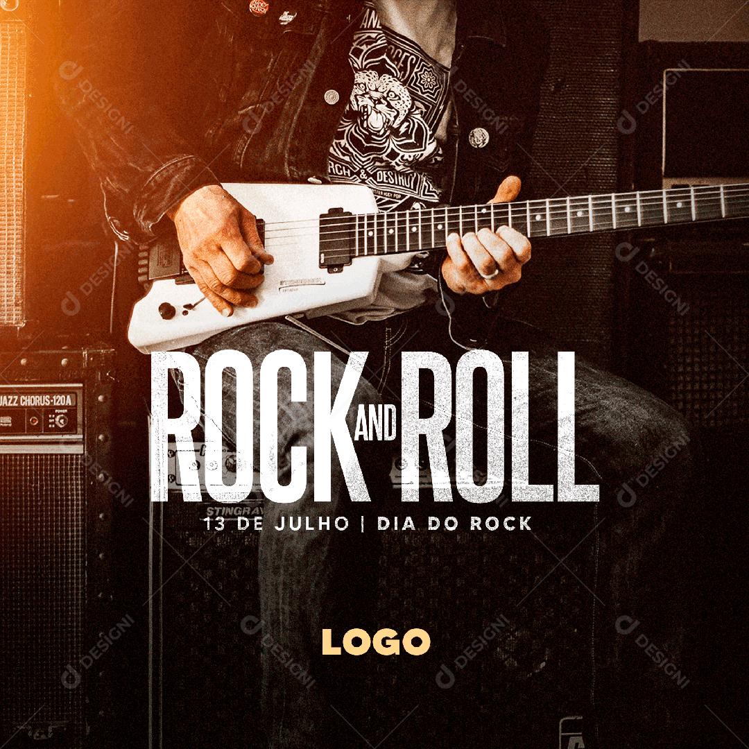 Social Media Dia do Rock 13 de Julho Rock And Roll PSD Editável