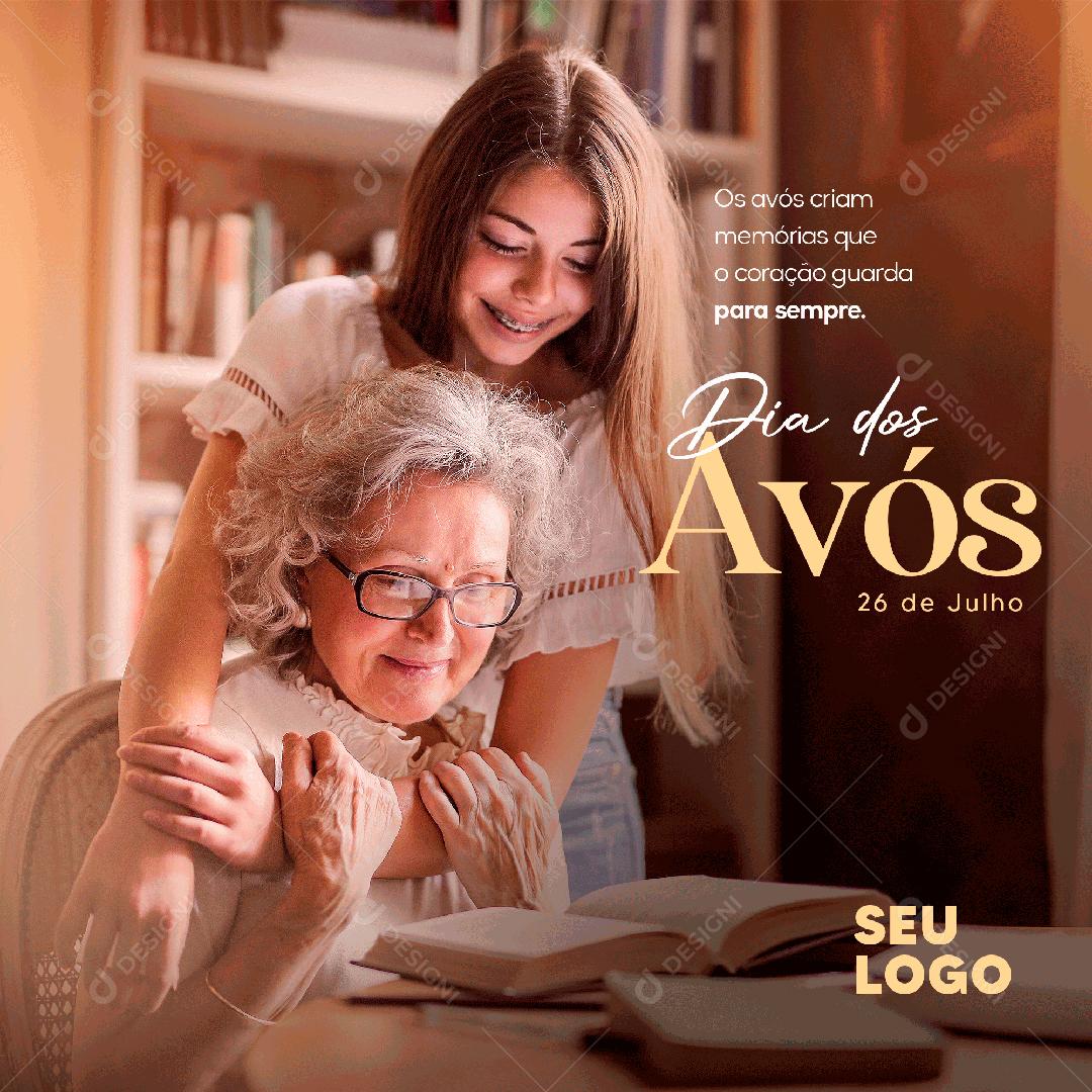 Social Media Dia dos Avós Coração Guarda Para Sempre PSD Editável