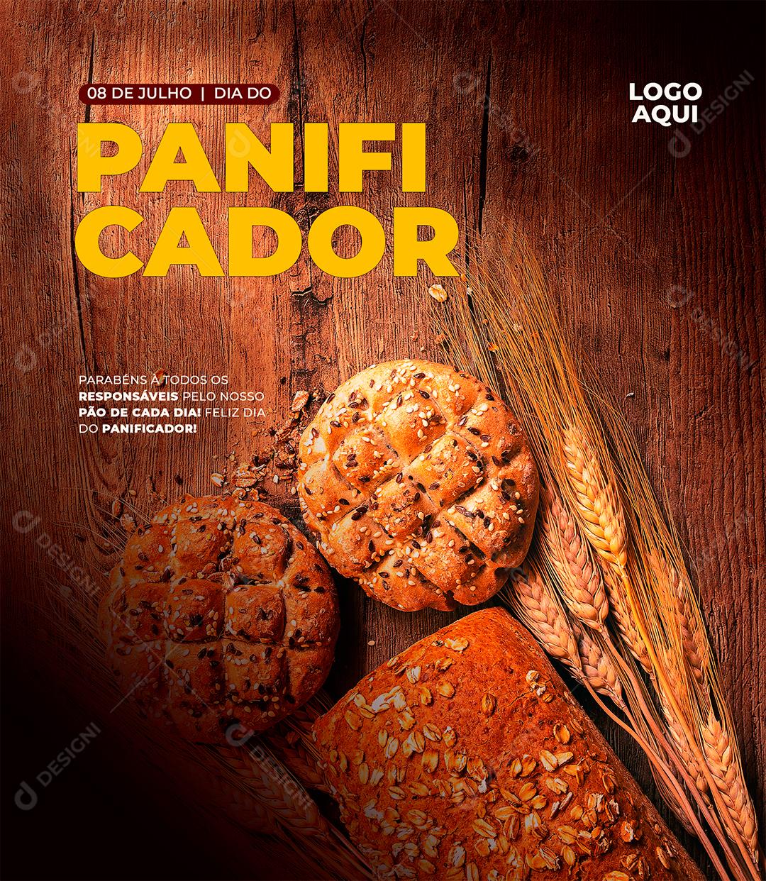 Social Media Dia do Panificador 08 de Julho Pão de Cada Dia PSD Editável