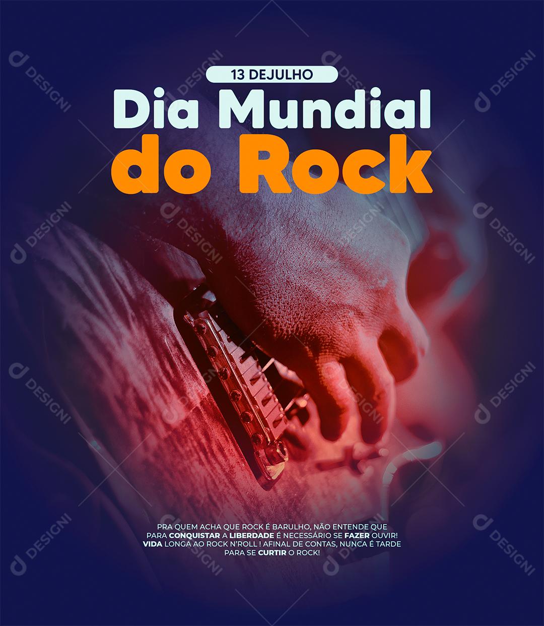 Social Media Dia Mundial do Rock 13 de Julho PSD Editável