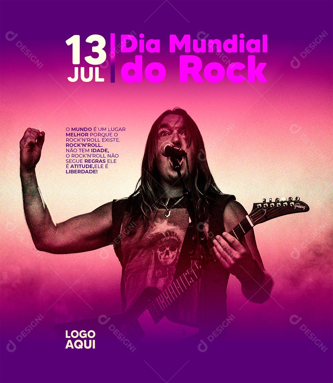 Social Media Dia Mundial do Rock 13 de Julho Não Tem Idade PSD Editável