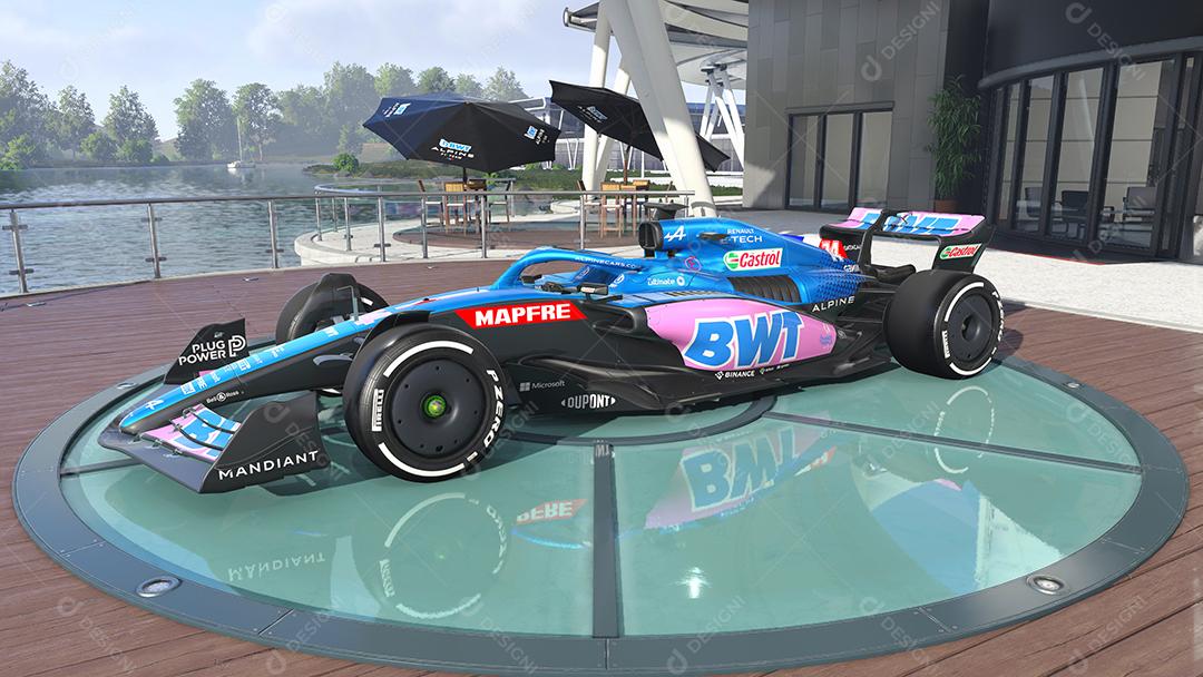 Ilustração 3D do carro alpino de F1