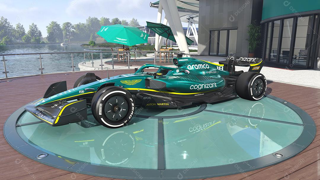 Ilustração 3D do carro Aston Martin F1