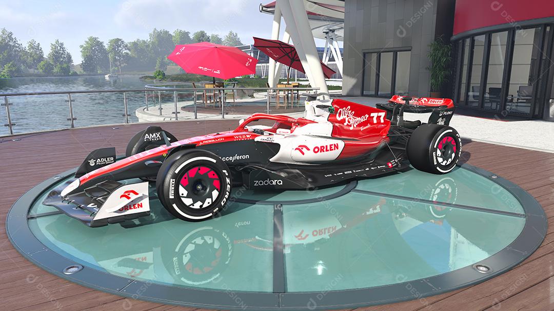 Ilustração 3D do carro Alfa Romeo F1