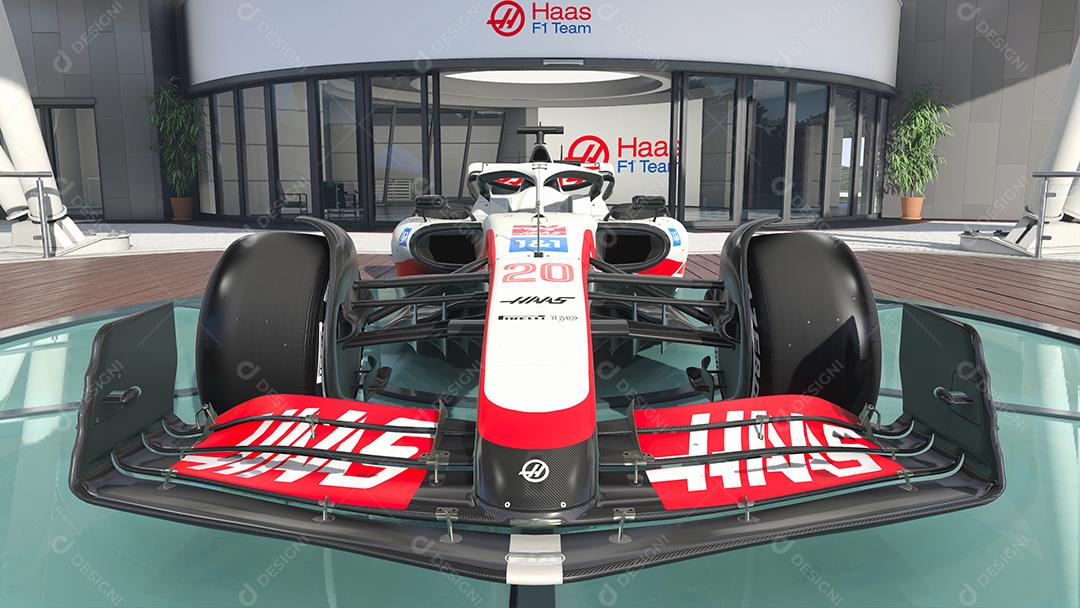 Ilustração 3D do carro da equipe Haas F1