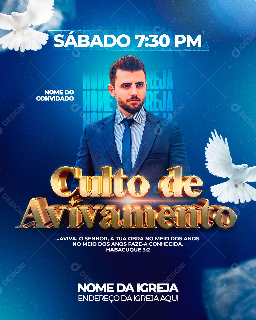 Social Media Flyer Culto do Avivamento Igrejas PSD Editável